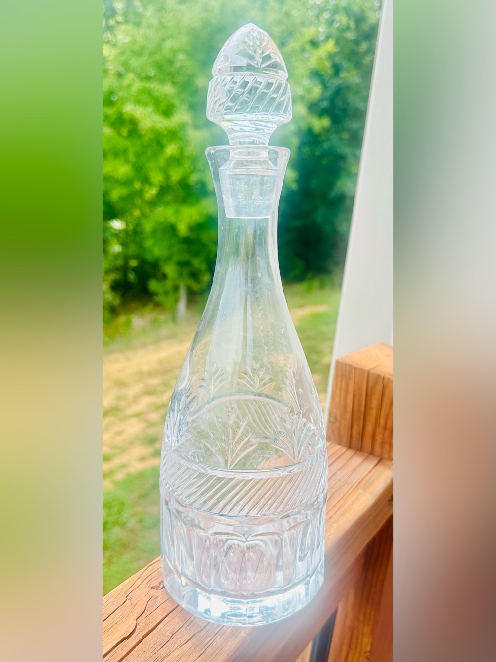 Vintage Cut Crystal Glass Decanter with Solid Stopper